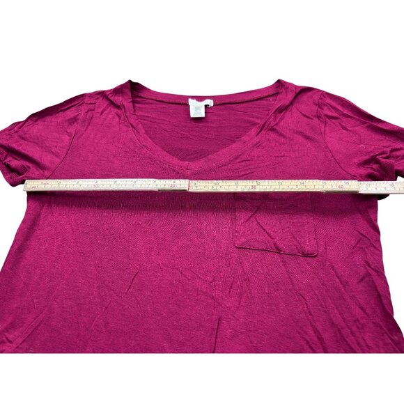 Bozzolo Womens V-Neck Cropped T-Shirt S Rayon/Spandex Blend Burgundy - Picture 6 of 10